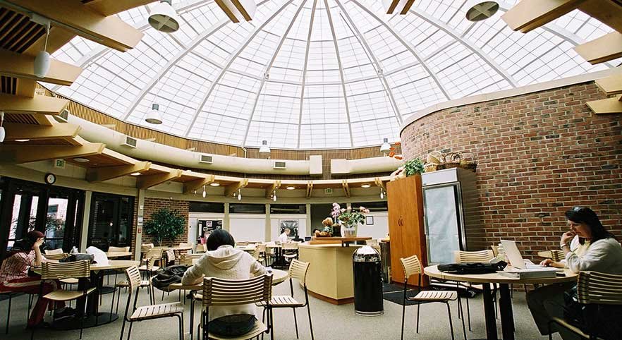 beautiful glass dome ceiling in library